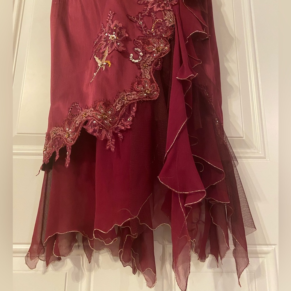 Mandalay/Julian Joyce Vintage Burgundy Wine Satin Cocktail Dress Sz 10 NEW RARE - Picture 4 of 16